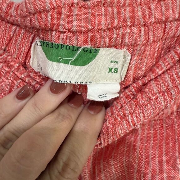 Anthropologie Coral Striped linen shorts - XS - Picture 4 of 5